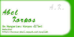 abel korpos business card